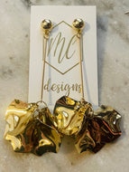 Gold Flower Petal Drop Earrings