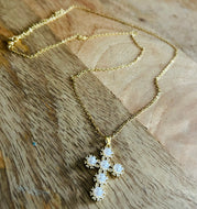 Jewel and Pearl Cross Necklaces