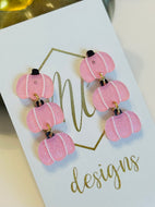 Triple Pink Pumpkin Earrings
