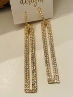 Long Rectangular Rhinestone Earrings