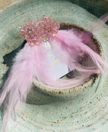 Statement Pink Feathered Large Beaded Earrings