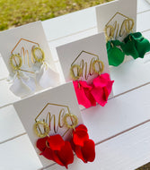 Small Matte Petal Earrings with Open Gold Circle Post