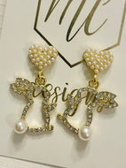 Small Pearl and Rhinestone Bunny Earrings