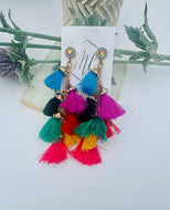 Colorful Statement Tassel Earrings
