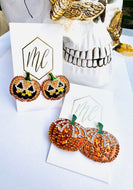 Rhinestone Pumpkin Halloween Stud Earrings