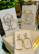 Gold Rectangular Oval Earrings