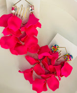 Hot Pink Reverse Petal Earrings with Tops