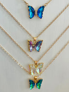 Big Rhinestone Butterfly Necklaces