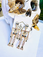 Rhinestone Skeleton Halloween Earrings