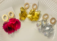 Metallic Petal Dangle Earrings