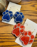 Rhinestone Paw Print Earrings