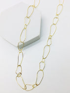 Long Gold Irregular Oval Necklace