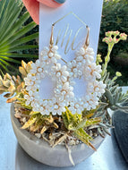 Large Flower Beaded Teardrop Earrings