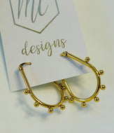 Small Oval Gold Hoops OG Earrings with Balls