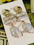 Irregular Pearl and Gold Earrings