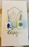 Tiny Mahjong Dangle Earrings