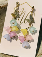 Pastel Tulip Flower and Butterfly Earrings