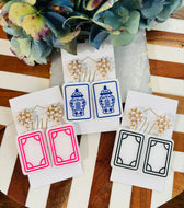 Mahjong Tile Earrings with Pearl Post