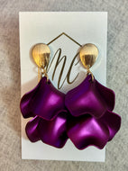 New White Purple Petal Earrings