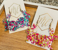 Acrylic multi-color glitter bunny earrings