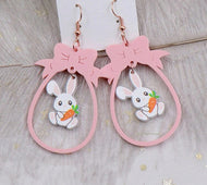 Egg Bow Center Bunny Easter Earrings