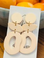 Light peach colored clay polymer earrings