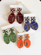 New Jeweled Football Seed Beaded Earrings