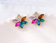 Jewel Tone Flower Stud Earring