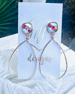 Jeweled Iridescent Teardrop Earrings