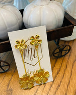 Gold Flower Drop Flower Earrings