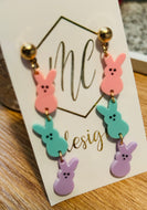 Triple Peep Bunny Dangle Easter Earrings