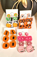 Boo Beaded Halloween Earrings