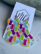 Acrylic Peep Bunny Easter earrings