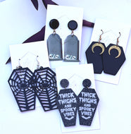 Halloween Coffin Tombstone Earrings
