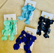 Reverse Petal Dangle Earrings with round gold posts
