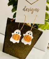 Clay Ghost Halloween Earrings Hoop