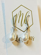 Elegant Silver and Pearl Drop Earrings