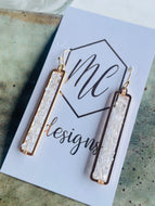 Gold Rectangle Earrings with Crystal Beads