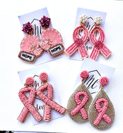 Breast Cancer Beaded Earrings