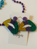 Glitter Acrylic Mardi Gras Lips