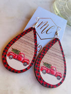 Wooden Christmas Truck earrings