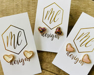 Dupe Heart Studs 3-D Jeweled