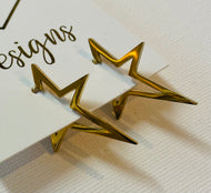 Star Huggie Earrings Gold and Silver Edgy