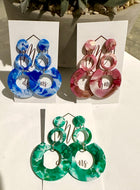 Marbled Acrylic Tiered Circle Earrings