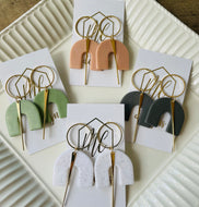 Abstract Horseshoe Shaped Clay Earrings