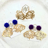 Cougar Earrings with Beaded Top