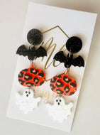 Bat Pumpkin Ghost Halloween Earring