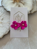 Magenta Flower Studs