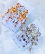 Pearl Beaded Skeleton Earrings Halloween