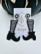 Witch Boots Beaded Halloween Statement Earrings